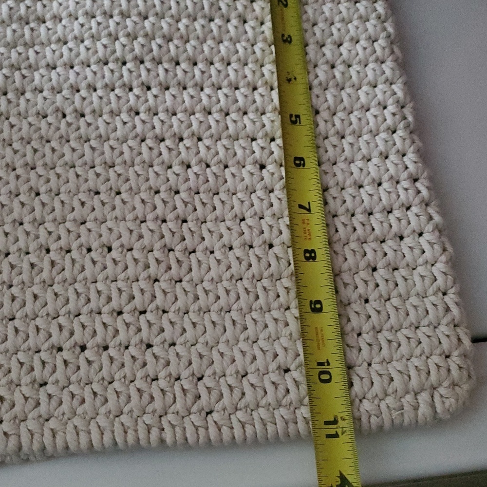 Aerie Crochet Handbag Tortoise Shell Handles Ivory Bag Summer BoHo - Picture 10 of 11